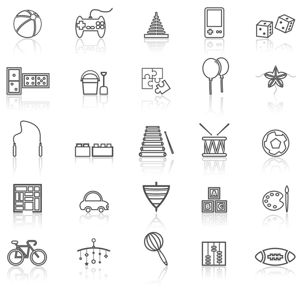 Toy line icons with reflect on white — Stock Vector