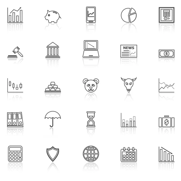 証券市場ライン アイコン反映ホワイト — ストックベクタ