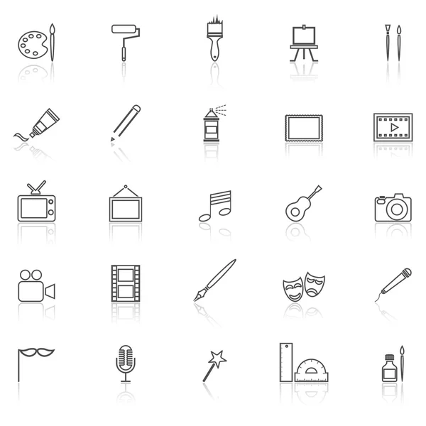 Art line icons with reflect on white — Stock Vector