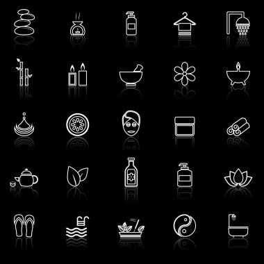 Spa line icons with reflect on white clipart