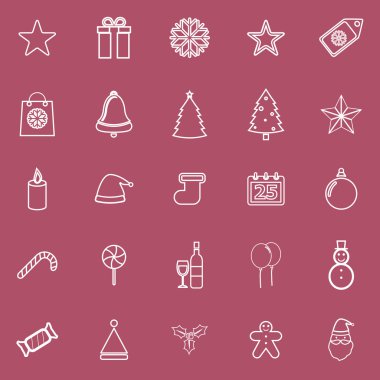 Noel çizgi simge kırmızı zemin üzerine