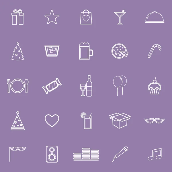 Ícones de linha de festa em fundo violeta —  Vetores de Stock