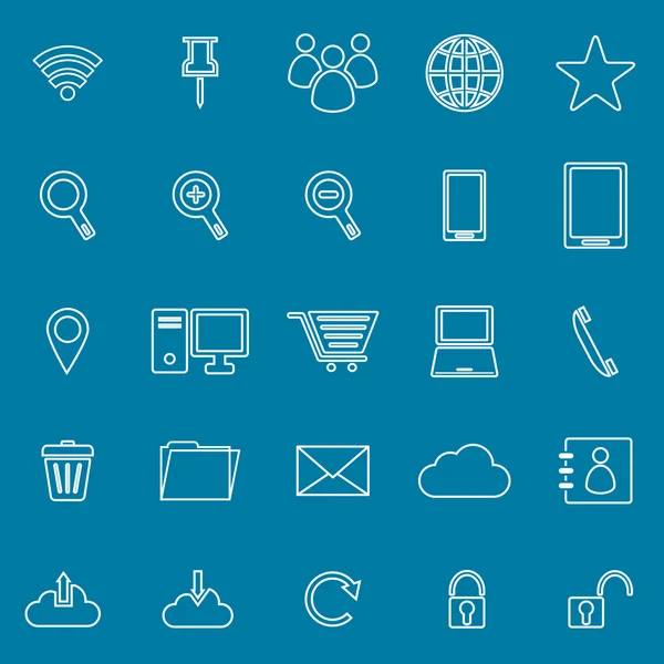 Icone della linea Internet su sfondo blu — Vettoriale Stock