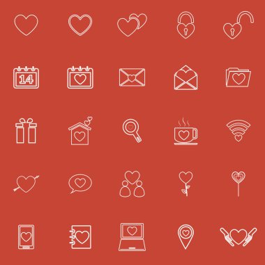 kırmızı zemin üzerine çizgi simgeleri seviyorum