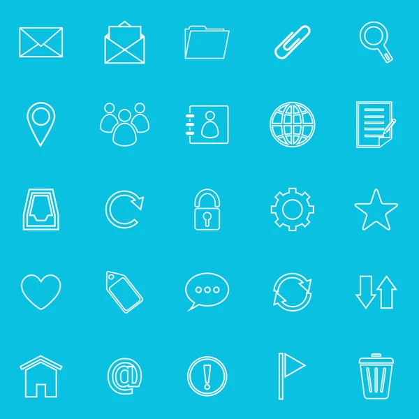 Mail line icons on blue background — Διανυσματικό Αρχείο