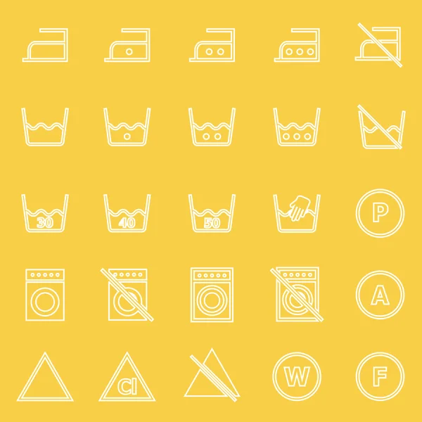 Laundry line icons on yellow background — Stock Vector