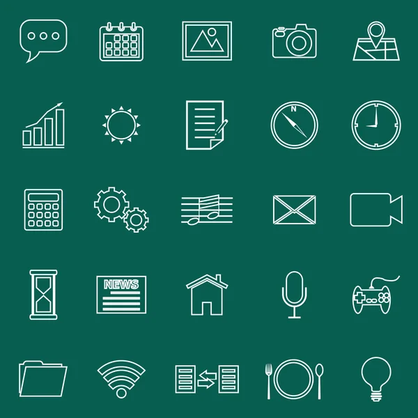 Application line icons on green background — Stockový vektor