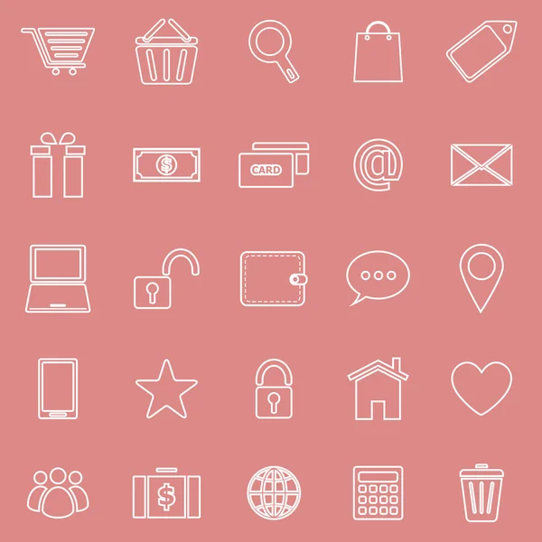 Ecommerce line icons on red background — Stockvector