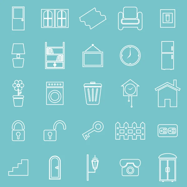 House related line icons on blue background — Stock Vector