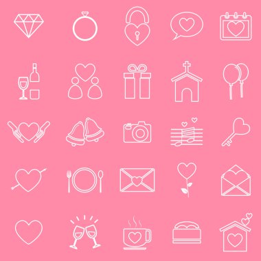 Wedding line icons on pink background
