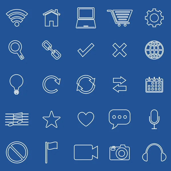 Web line icons on blue background — 图库矢量图片