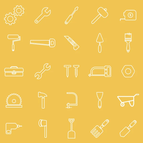 Tool line icons on yellow background — Stock Vector