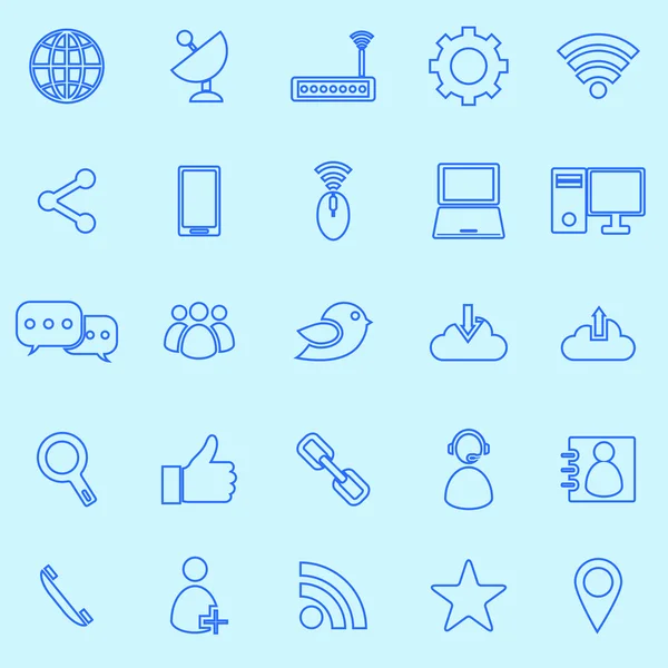 Network line icons on blue background — Stock Vector