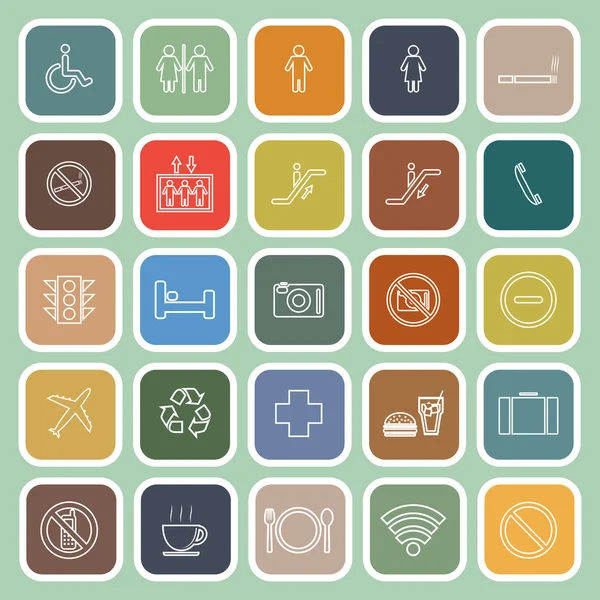 Public line flat icons on green background — Stock vektor