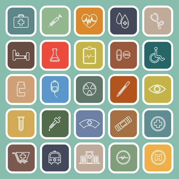 Medical line flat icons on green background — Stockvector