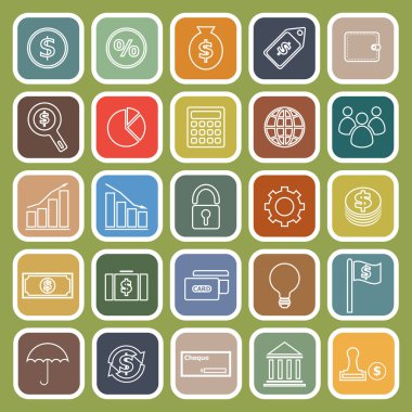 Finance line flat icons on white background
