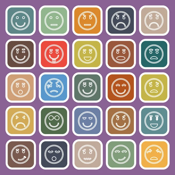 Circle face line flat icons on violet background — Stock vektor