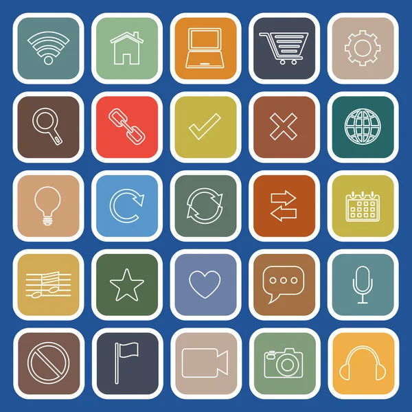 Web line flat icons on blue background — Stockový vektor