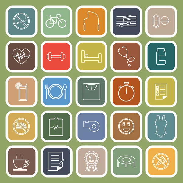 Wellness line flat icons on green background — ストックベクタ