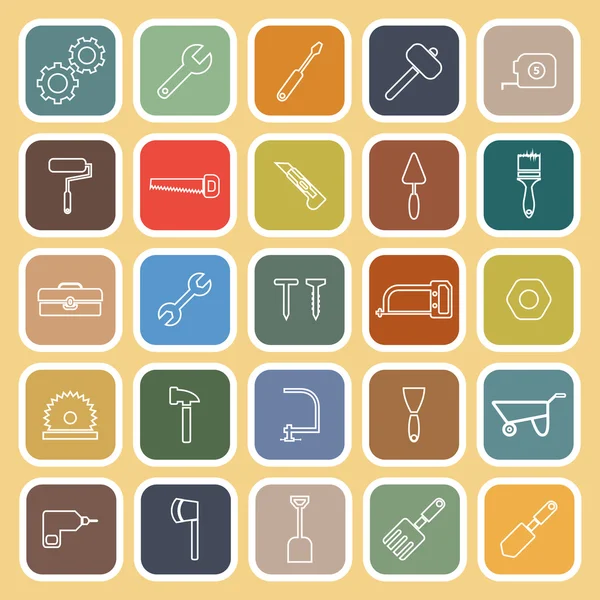 Tool line flat icons on yellow background — Stock Vector