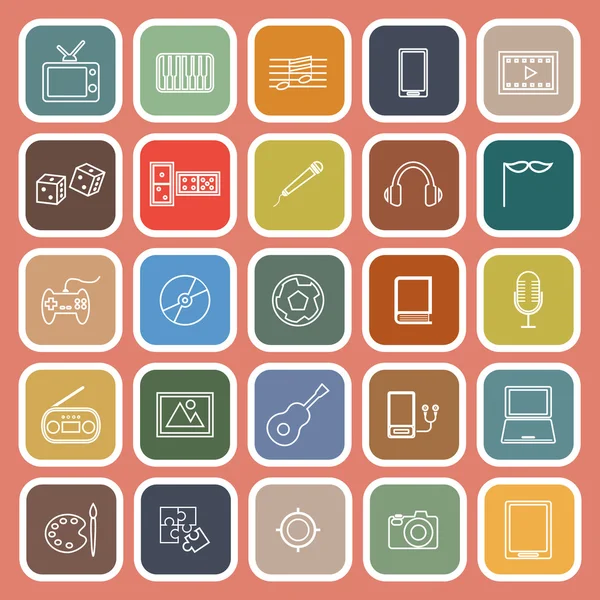 Entertainment line flat icons on orange background — Stock Vector