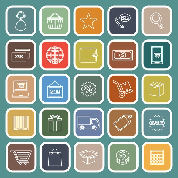 Iconos de línea de comercio electrónico sobre fondo verde — Vector de stock