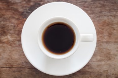 Taze espresso fincan Üstten Görünüm tablo