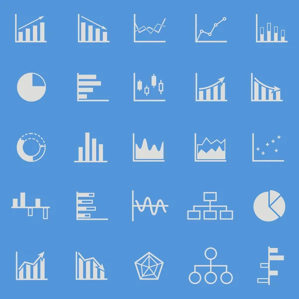 Iconos de color gráfico sobre fondo azul — Vector de stock