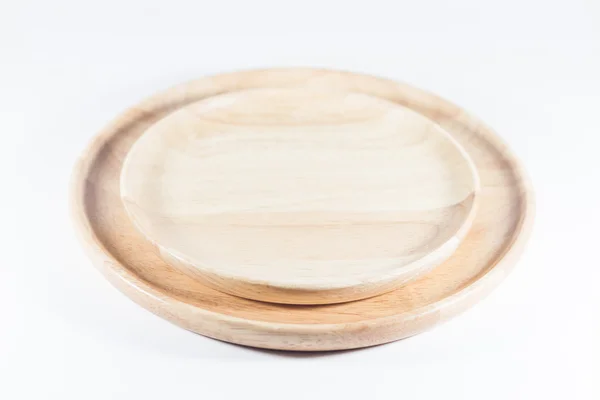 Wooden plate isolated on white background — Stock Photo, Image