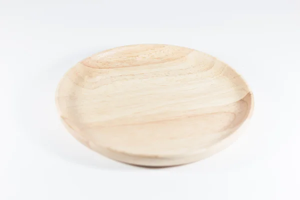 Wooden plate isolated on white background — Stock Photo, Image