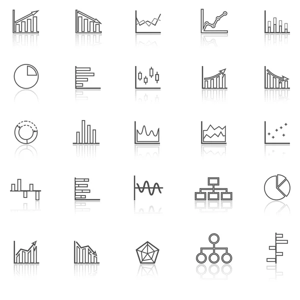 Symbole für die Graphenzeile mit weißem Hintergrund — Stockvektor