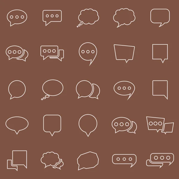 Discurso Iconos de color de línea de burbuja sobre fondo marrón — Vector de stock