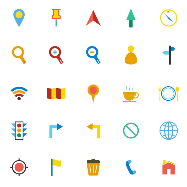Mapa de iconos de color sobre fondo blanco — Vector de stock