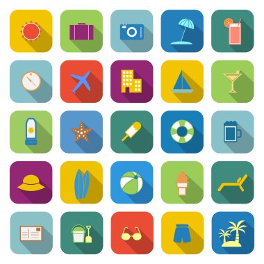 Uzun gölge ile yaz renk simgeleri