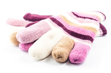 Kış eldiven beyaz zemin üzerine