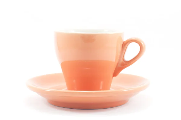 Taza de café naranja aislada sobre fondo blanco — Foto de Stock