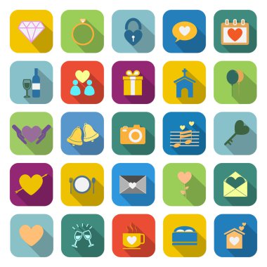 Düğün renk simgeleri ile uzun gölge