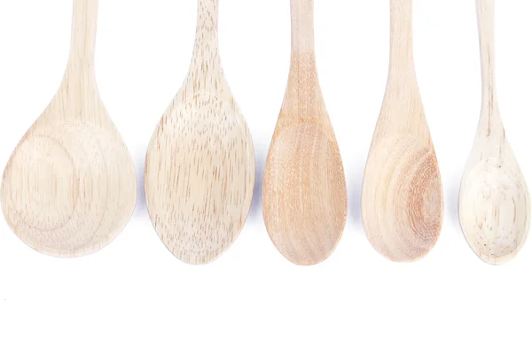 Dřevěné kuchyňské nádobí izolované na bílém pozadí — Stock fotografie