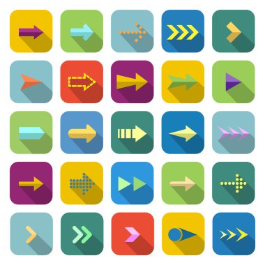Arrow color icons with long shadow clipart
