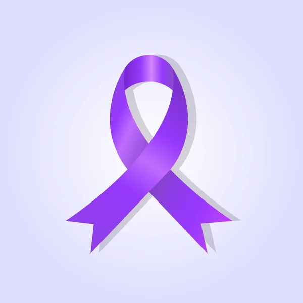 Lila awareness ribbon på lila sken bakgrund — Stock vektor