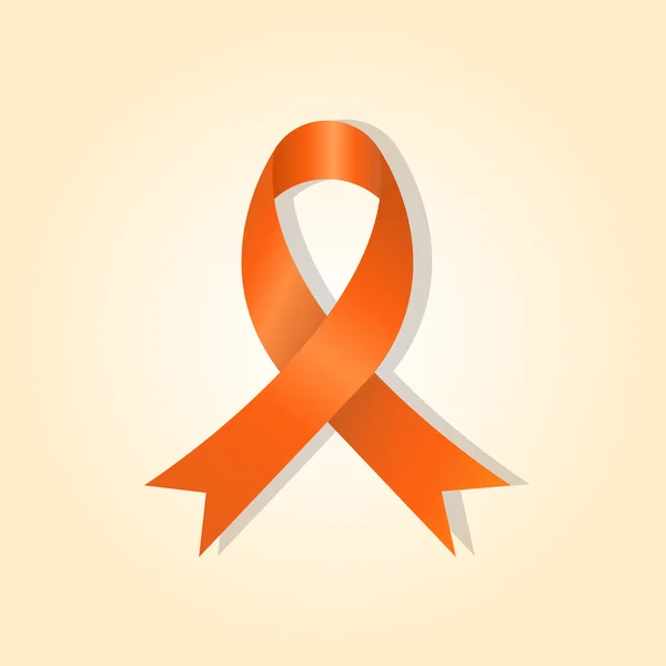 Orange awareness ribbon på orange sken bakgrund — Stock vektor