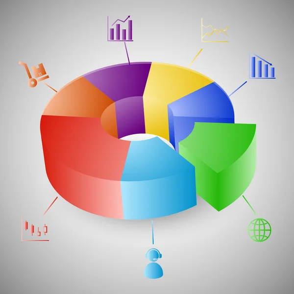 Gráfico gráfico circular 3D infografía — Vector de stock