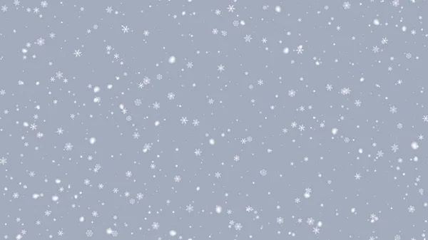 Éblouissement Blanc Tombant Neige Brillante Flocons Neige Isolés Sur Gris — Image vectorielle