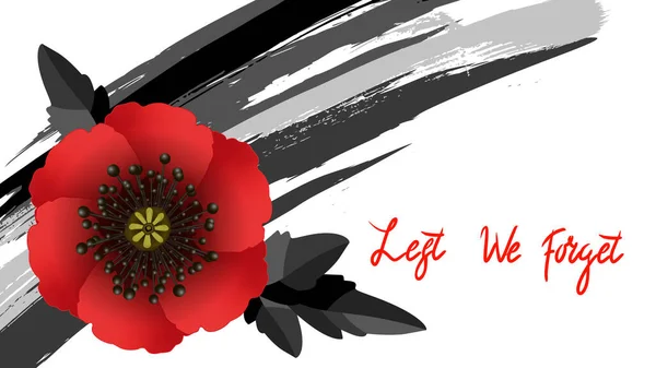 Jour Souvenir Oublions Pas Fleur Coquelicot Rouge Symbole International Paix — Image vectorielle