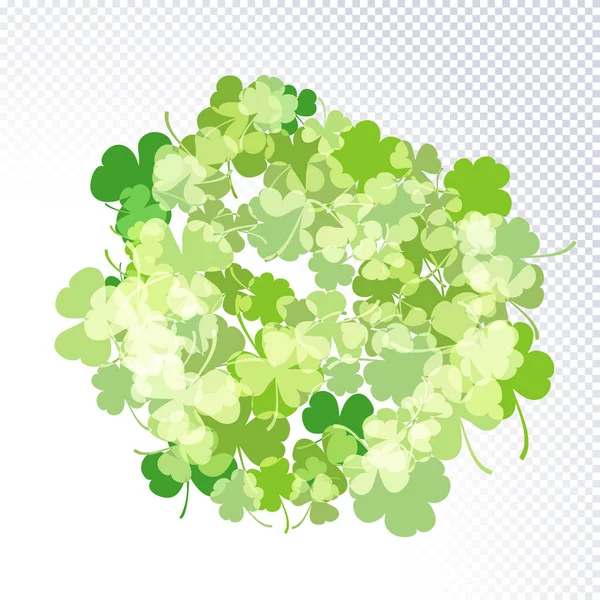 Patrick Day Feiertag Hintergrund Grünklee Blättert Runde Muster Auf Weißem — Stockvektor