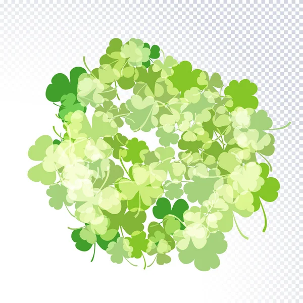 Día San Patricio Fondo Vacaciones Trébol Verde Deja Patrón Redondo — Vector de stock