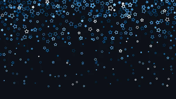 Blaues Fliegendes Sternenkonfetti Isoliert Auf Schwarzem Hintergrund Luxus Glänzende Kleine — Stockvektor