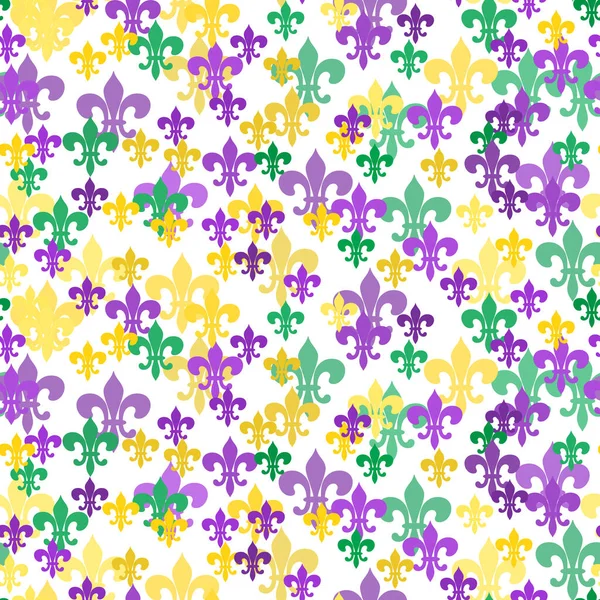 Naadloos Patroon Mooi Geel Groen Paars Fleur Lis Lelie Symbool — Stockvector