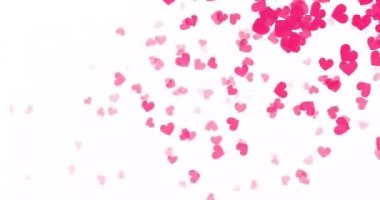 Soyut uçan kırmızı kalpler tutkuyu sever. Çizgi film konfetileri grafik tasarımın için işaretleri severler. Saniyede 60 kare ile 4k çözünürlükte romantik çekim