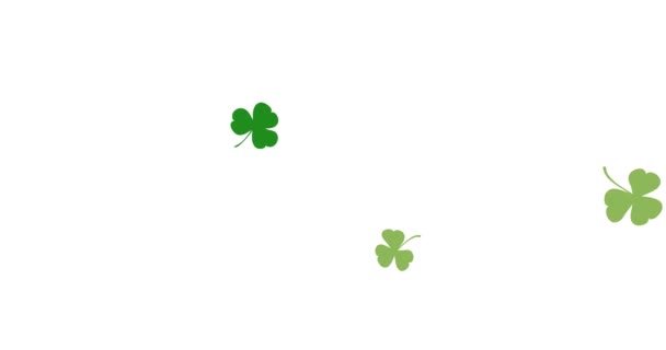 Patrick Day Green Clover Leaf Carnaval Festival Green Elements Shot — Stock Video